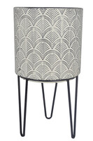 Edvige Style, komplet 2 szt. osłonek / kwietników na stelażu, biało-szare, wym.28x51/32x61cm