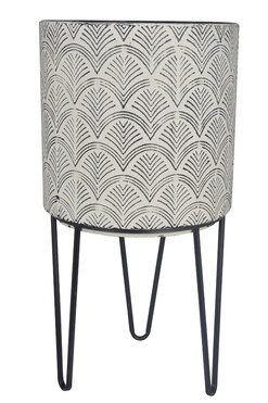 Edvige Style, osłonka kwietnik na stelażu, biało-szary, wym.28x51cm