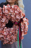 Hortensja Melisse, wianek na drzwi z pomarańczowych hortensji, śr.48cm