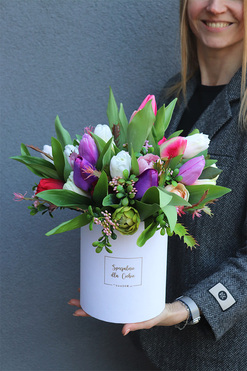 Modeno Portofino, flowerbox z tulipanami, wys.39cm