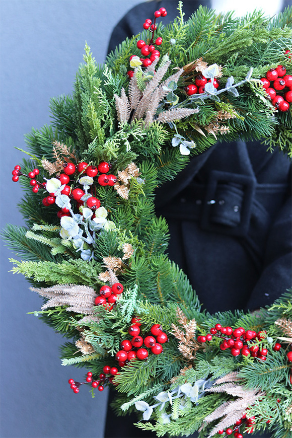 Wigilia Primosa, duży świąteczny wianek na drzwi, śr.58cm