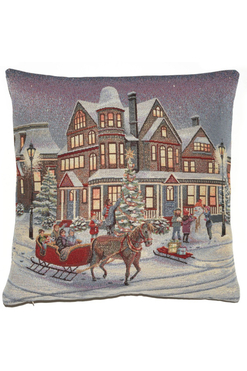 Przy Kościele C, świąteczna poszewka gobelinowa dwustronna, 45x45cm 