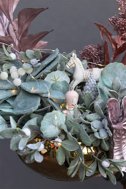 OD RĘKI Romantyczne Święta, świąteczny stroik LED, wym.37x50x35cm