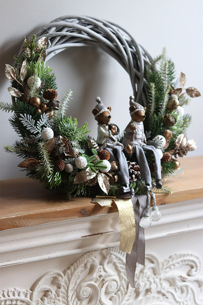 Christmas Animals, świąteczny wianek z myszkami