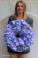 Hortensje Violet, wianek na drzwi z hortensji