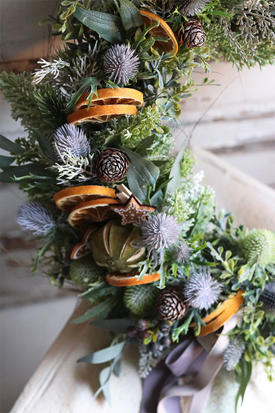 atrakcyjny zimowy wianek, Norta, śr.36cm