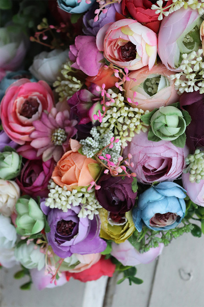 Perrasani, bogaty kwiatowy wianek, śr.38cm 