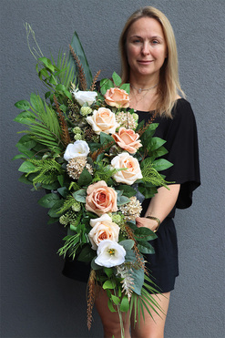 Kawowa Volcan, kompozycja nagrobna w misie, wym.50x90cm