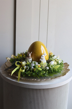 Yellow Dream, stroik wielkanocny na talerzu z jajem, wym.15x33cm 