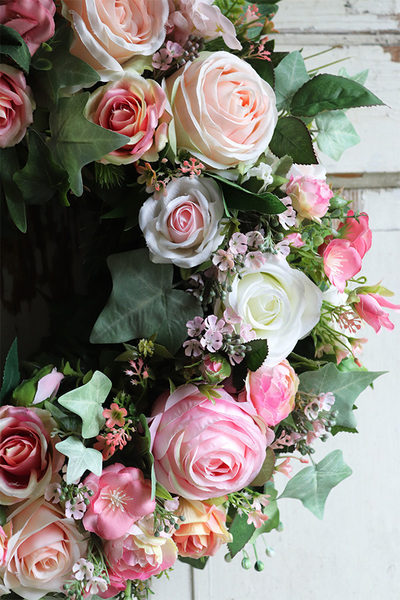 Rossalia Big, duży różany wianek na drzwi, śr.49cm