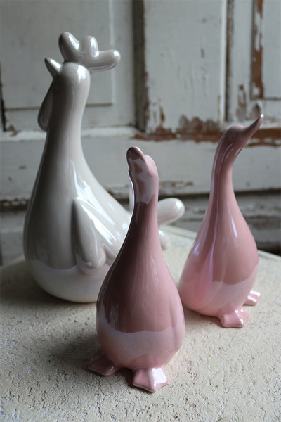 Gąska, porcelanowa figurka, różowa, kpl.2szt