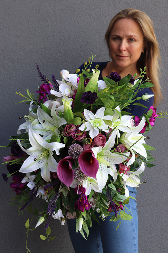 kompozycja nagrobna w okrągłej misie, Mediata, wym.35x60cm