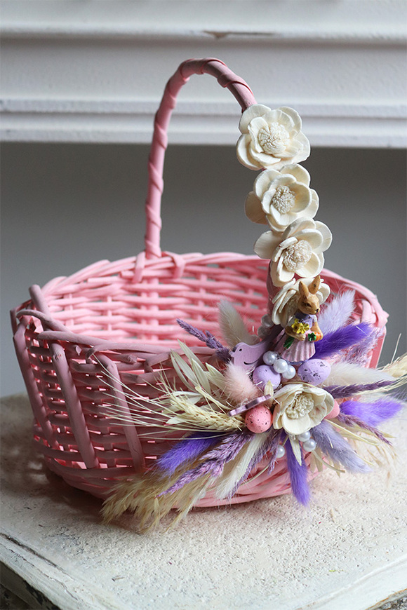 Pink Easter, dekorowany koszyczek wielkanocny