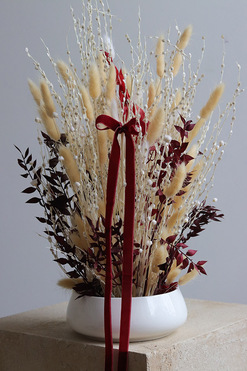 OD RĘKI Zimowe Pole, kompozycja kwiatowa w misie z suszem, wys.44cm