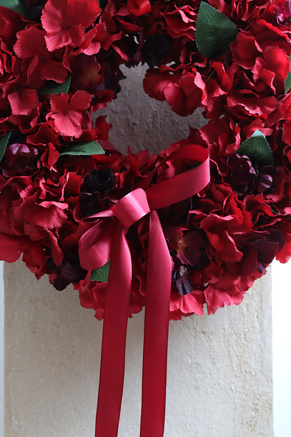 Czerwień to Miłość, czerwony wianek z hortensji