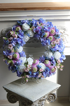 duży wiosenny wianek Seronida, śr.55cm 