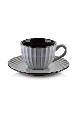 Bergamo Grey, porcelanowa filiżanka ze spodkiem, poj.220ml