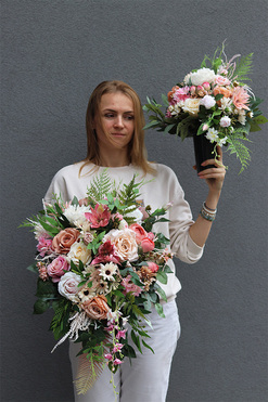 Helojza kompozycja nagrobna w naczyniu, wym.35x60cm