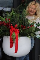 Classic American Christmas, świąteczna kompozycja w donicy Fiberglass