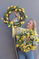 Katie Tulips Yellow, wiosenny wianek z tulipanów