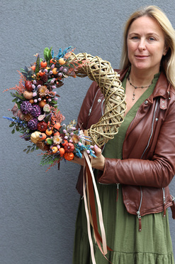 Piękno Koloru, asymetryczny jesienny wianek, rozp.41cm