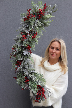 OD RĘKI Red Winteria, zimowa girlanda z jagodami, dł.120cm