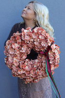 Hortensja Melisse, wianek na drzwi z pomarańczowych hortensji, śr.48cm