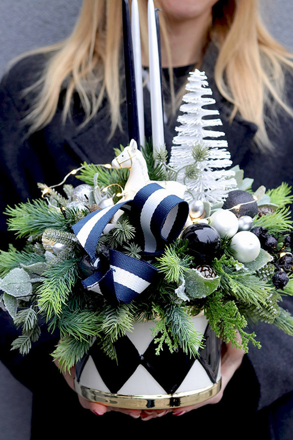 Świąteczny Glamour, świąteczny stroik ze świecami