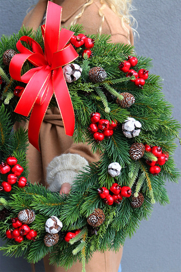 Natural Red 2, tradycyjny świąteczny wianek