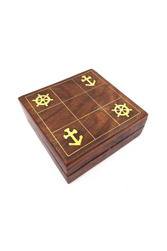 Marine, gra kółko i krzyżyk w palisandrowym pudełku