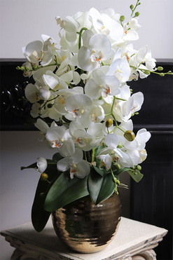 Nediata Gold, sztuczny storczyk w złotej donicy, wys.68cm