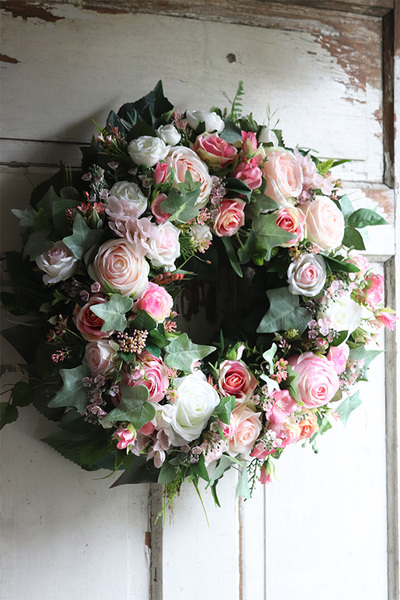 Rossalia Big, duży różany wianek na drzwi, śr.49cm