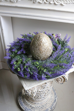 Lavende, wielkanocny stroik na talerzu z jajem, śr.46cm