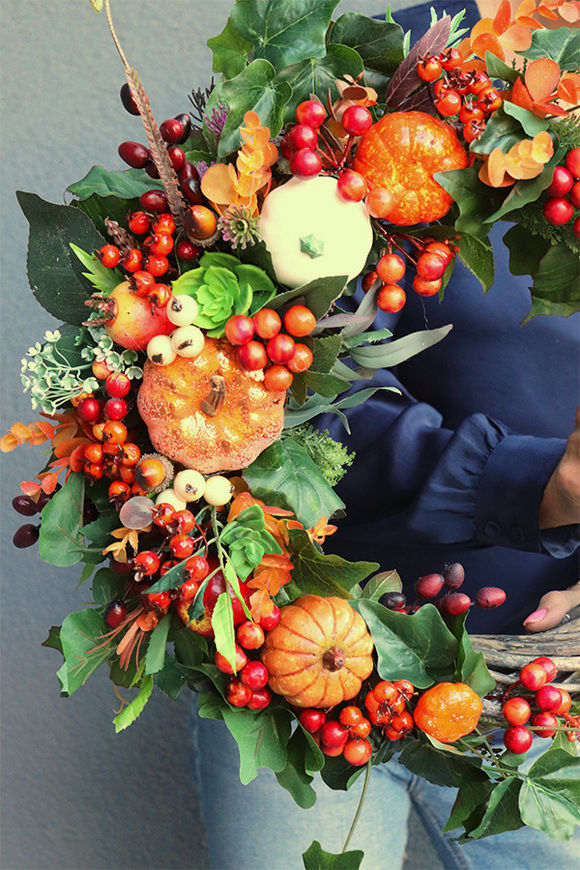 Herado, jesienny wianek z dyniami