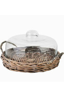Gustawo, wiklinowa taca ze szklaną pokrywą, B, wym.31x31x18cm