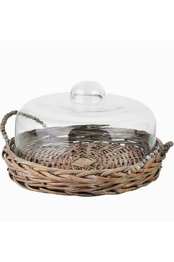 Gustawo, wiklinowa taca ze szklaną pokrywą, B, wym.31x31x18cm