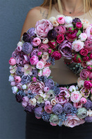 Flower Dekorina, różowy wianek na drzwi, śr.40cm