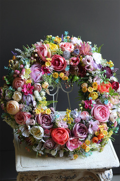 Kolorowa Łąka, kwiatowy wianek na drzwi, śr.45cm