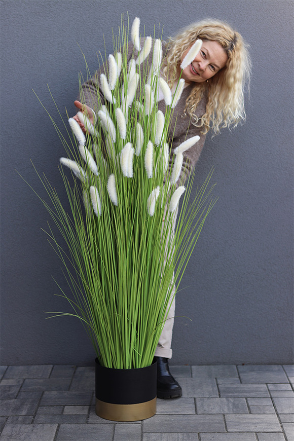 Trawa Pustynna Black&Gold, sztuczne trawy w donicy metalowej