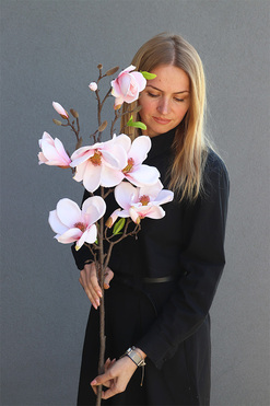 Magnolia Lux Róż, sztuczny kwiat na gałązce, dł.110cm