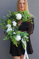 OD RĘKI Santiago, wianek komunijny z białych kwiatów, śr.48cm