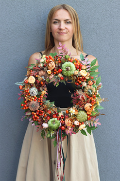 Rafaela, jesienny wianek z dyniami, śr.40cm