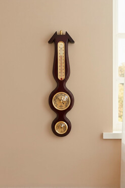 Tradycja 2, stacja pogody w oprawie drewnianej, wym.42.5x10,5x3cm