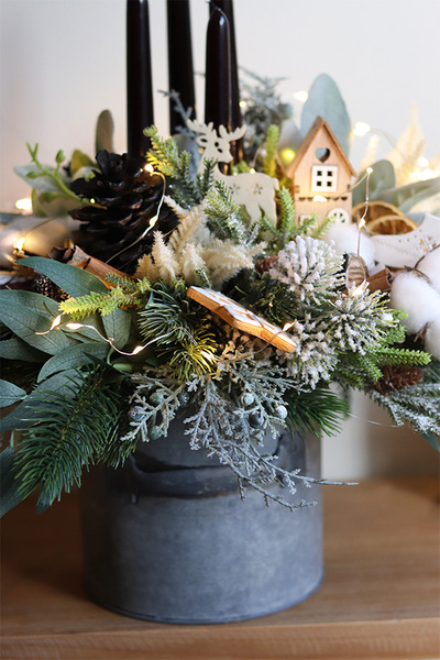 Industrial Family LED, świąteczny stroik w metalowej osłonce