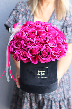 flowerbox na prezent Przeprosiny w welurowym pudełku, wys.35cm 