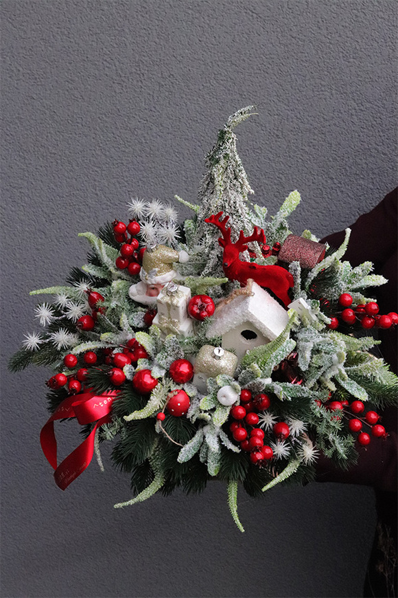  Christmas Dekory, świąteczny stroik w pucharze