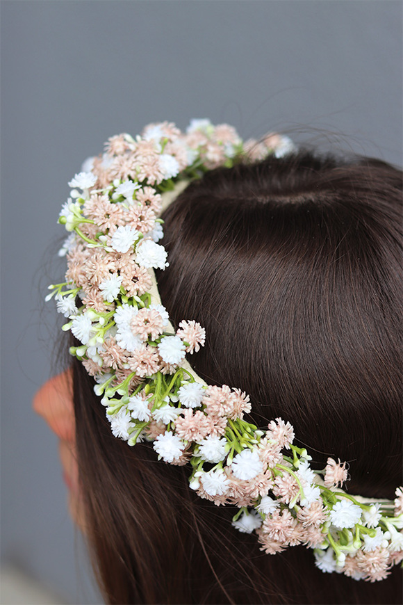 Beżowa Kaszka, wianek na głowę, rozmiar uniwersalny