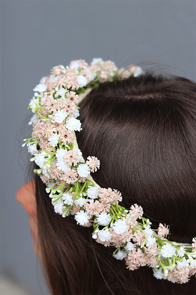 Beżowa Kaszka, wianek na głowę, rozmiar uniwersalny