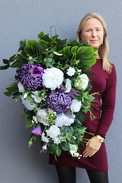 Fioletowa Alicja, fioletowa wiązanka nagrobna, dł.85cm  