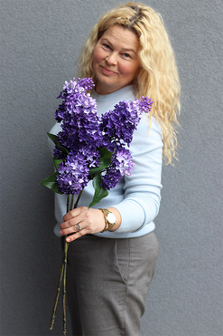 Bzy Deluxe Premium, gumowy bez kwitnący lilak, ciemny fiolet, 3szt, dł.70cm